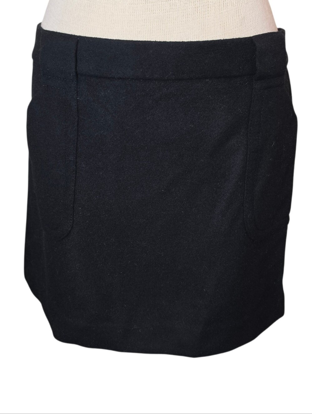 J. Crew Black Mini Skirt Size 4 Wool Blend Tailored Pockets Office Professional